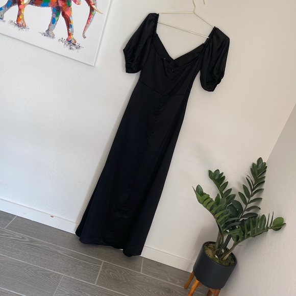 Nasty Gal Satin Short Sleeve Maxi Dress Sz 8 - Picture 7 of 8